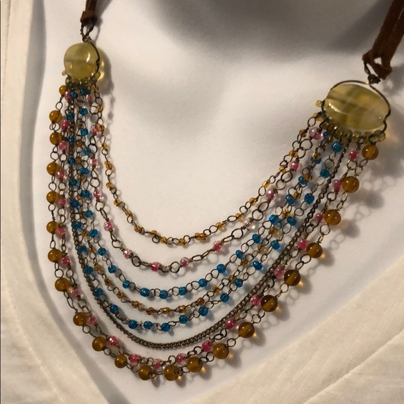 NWT Two’s Company Suede Beaded Necklace - Picture 4 of 7